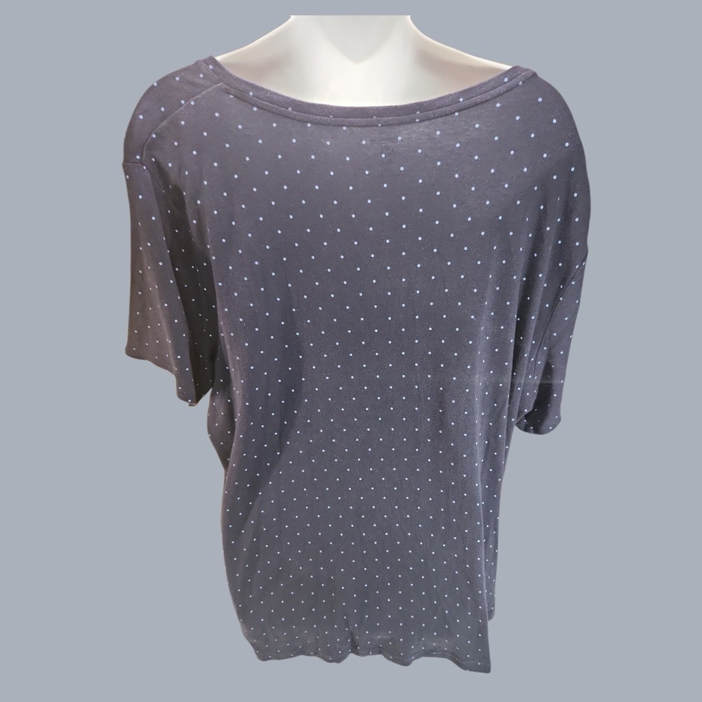 Croft & Barrow The Classic Tee Shirt Women's Plus Size 3X Navy Polka Dot V Neck - Picture 2 of 6